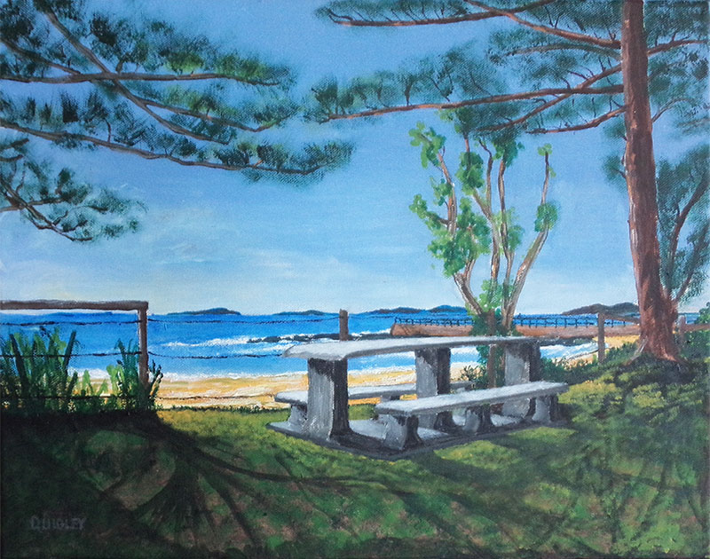 View from Bell Park Emu Park, painting by Jeff Quigley